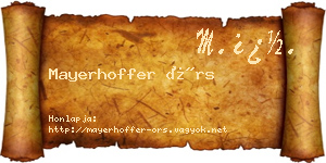 Mayerhoffer Örs névjegykártya